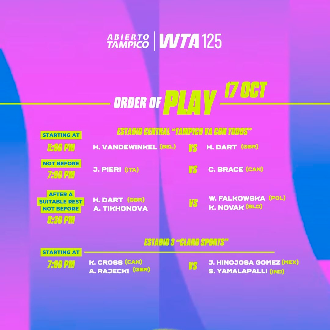 Order of Play 17 OCT – Abierto Tampico